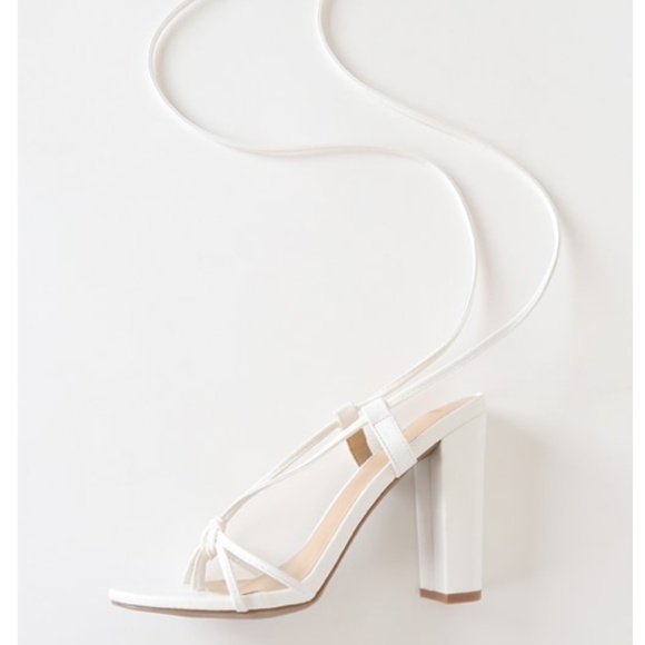 Vegan Leather Marc White Lace-Up Heels - Picture 4 of 6